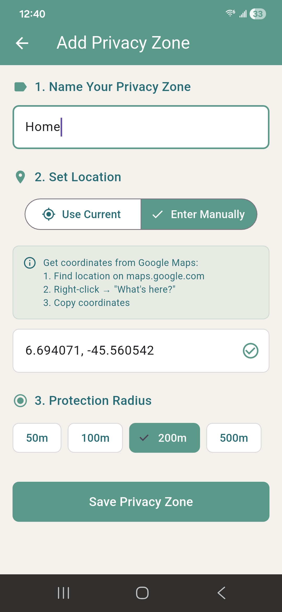 Fortuito privacy zone screen